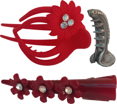 

AC Kavya Multy Color Clature Claw Hair Claw(Red, Silver, Maroon)