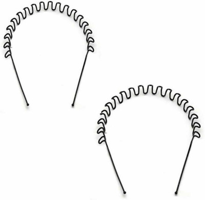 

kostech Metal Black Wire Curled Zig Zag Wavy Unisex Pack Of 2 Hair Band(Black)