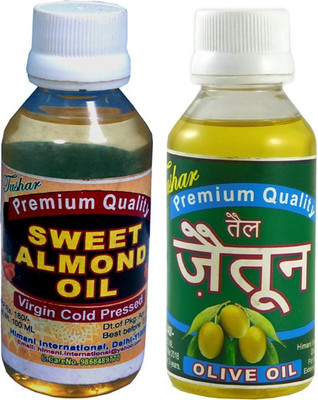 

Tushar 100% PURE & NATURE OLIVE OIL & SWEET ALMOND OIL SET OF 2 BOTTLE 200ML Hair Oil(200 ml)