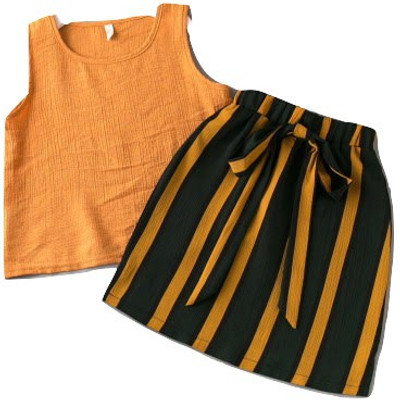 TrendyKidz Girls Casual Top Skirt(brown)