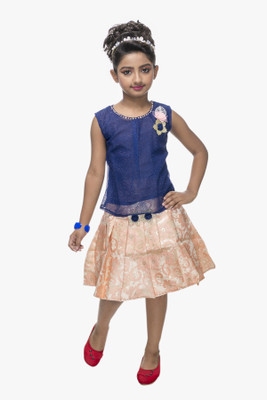 ZADMUS Girls Midi/Knee Length Party Dress(Multicolor, Sleeveless)