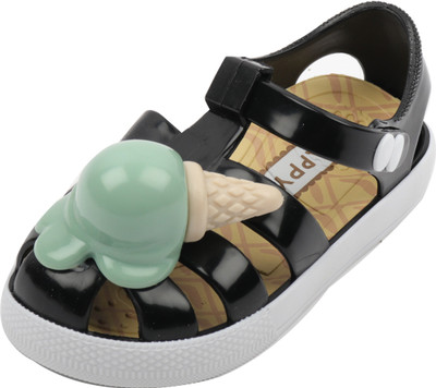 

Yellow Bee Girls Velcro Ballerinas(Black
