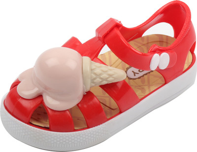 

Yellow Bee Girls Velcro Ballerinas(Red