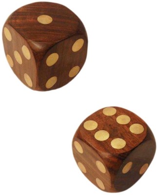 DESI KARIGAR Paper Weight Dice Model New Set of 2 Home Office Decor Handicraft Gift Wooden Paper Weights  with Glossy(Set Of 2, Brown)