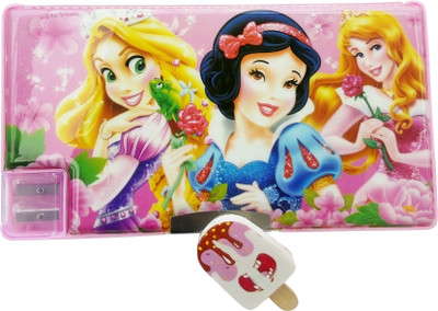 

Ashmaadi Dual Sharpener Kidz Marketplace small Jumbo Pencil Box for Girls Multicolor, Both side openable with Designer Eraser Art Plastic Pencil Box(Set of 1, Multicolor)