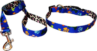 

Petshop7 0.75inch High Quality & Stylish Nylon Printed Blue Dog Collar & Leash -  (Neck Size - 14-22inch) Dog Collar & Leash(, Blue