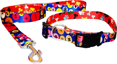

Petshop7 1inch High Quality & Stylish Nylon Printed Blue Dog Collar & Leash -  (Neck Size - 15-23 inch) Dog Collar & Leash(, Multicolor