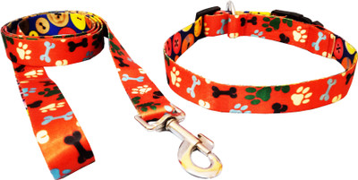 

Petshop7 0.75 inch High Quality & Stylish Nylon Printed Black Dog Collar & Leash -  (Neck Size - 14-22inch) Dog Collar & Leash(, Orange