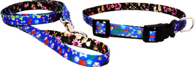 

Petshop7 0.5inch High Quality & Stylish Nylon Printed Blue Dog Collar & Leash for Puppies- Xtra Small (Neck Size - 12-18inch) Dog Collar & Leash(, Blue