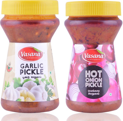

Vasana Garlic pickle and Hot onion pickle Combo Garlic, Onion Pickle(0.6 kg, Pack of2)