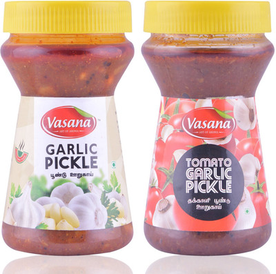 

Vasana Garlic pickle and Tomato Garlic pickle Combo Garlic, Onion Pickle(0.6 kg, Pack of2)