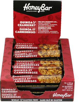 

HoneyBar Snack Bars Quinoa & Cranberry (15 bars X 40g) Energy Bars(600 g, Quinoa & Cranberry)