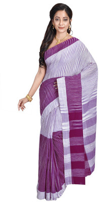 Avik Creations Solid, Paisley, Woven, Polka Print, Hand Painted, Printed, Digital Prints, Embellished, Plain, Self Design Daily Wear Handloom Cotton, Khadi Saree(Purple, Grey) Flipkart