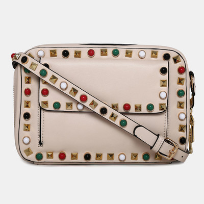 

Cara Mia Women Beige PU Sling Bag