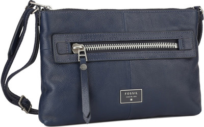 

Fossil Women Blue Leatherette Shoulder Bag