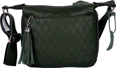 

Walletsnbags Girls Green Genuine Leather Sling Bag