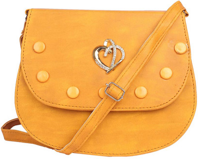 

Aliado Women Yellow Leatherette Sling Bag