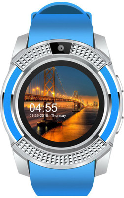 

JM JM New V8 Blue Colour Smart Watch With Sim/sd card support Smartwatch(Blue Strap Regular)