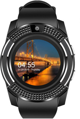 

JM JM New V8 Black Colour Smart Watch With Sim/sd card support Smartwatch(Black Strap Regular)