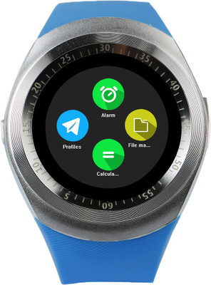 JM JM New Y1 Blue Colour Smart Watch With sim/sd Support Smartwatch(Blue Strap Regular)