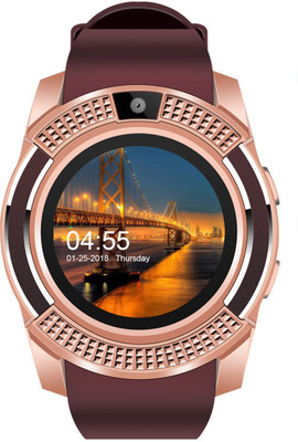 

JM JM New V8 Brown Colour Smart Watch With Sim/sd card support Smartwatch(Brown Strap Regular)