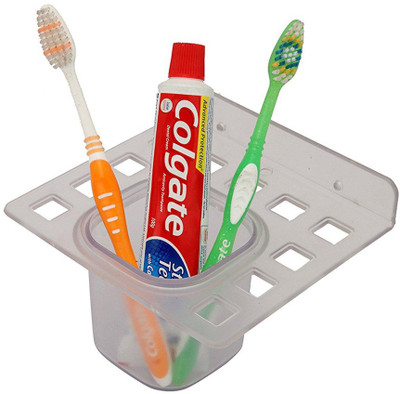 

QTM 2 pieces Transparent Plastic Unbreakable Soap Dish Tooth Brush Paste Holder Home Acrylic Bathroom Faucets Accessories 2 in 1(Transparent)