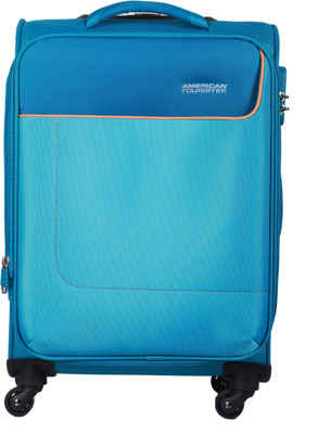 

American Tourister Jamaica Spinner Soft Trolley 58 cm (Turquoise) Expandable Cabin Luggage -  inch(Blue