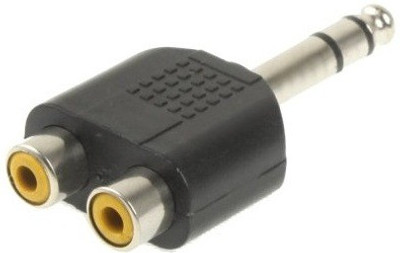 

TECHON TV-out Cable New 6.35mm Mono Male Plug to 2RCA Jack Female Splitter Adapter Audio Video Connector RCA Socket(Black, For Home Theater)