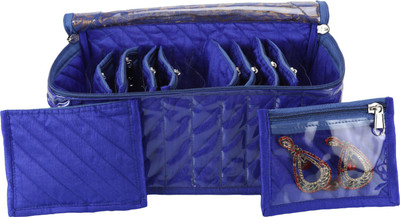 

E-Retailer Designer Jewellery Kit Organiser With 10 Pouches Jewellery Box/ Vanity Box(Blue)