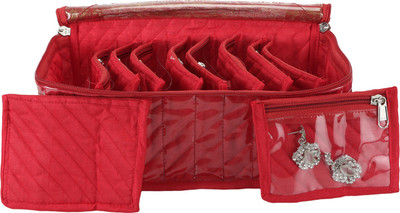 

E-Retailer Designer Jewellery Kit Organiser With 10 Pouches Jewellery Box/ Vanity Box(Maroon)