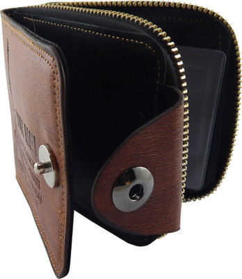 

Bovi'S Men Brown Artificial Leather, Fabric Wallet(11 Card Slots)
