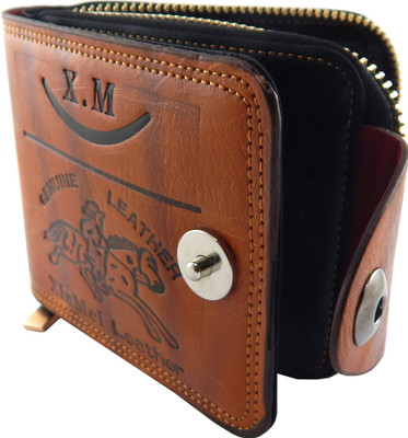 

Bovi'S Men Brown Artificial Leather, Fabric Wallet(11 Card Slots)