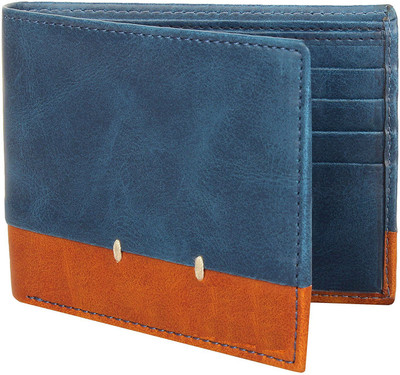 

Winstar Men Blue Genuine Leather Wallet(9 Card Slots), Blue and tan