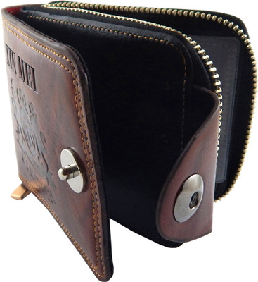 Bovi'S Men Brown Artificial Leather, Fabric Wallet(11 Card Slots)