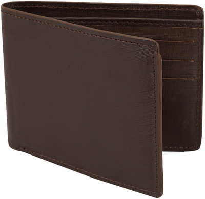The Blue Pink Men Brown Genuine Leather Wallet(6 Card Slots), Brown-02