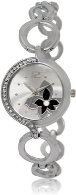 

VICTANCE lr231- silver color flower designed dial and metal strap bracelet stylish fashion watch Watch - For Women
