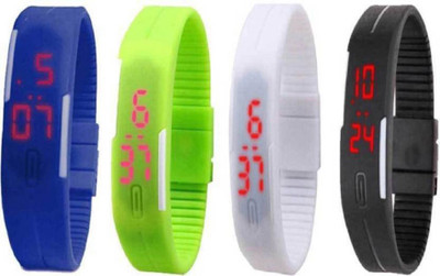 

Style Keepers SKLEDBKBUWHGR New Collection Digital Watch LED Black,Blue,White And Green Rectangle Dial Black,Blue,White And Green Attractive And Comfertable Rubber Strap (Combo of 4) Watch - For Boys