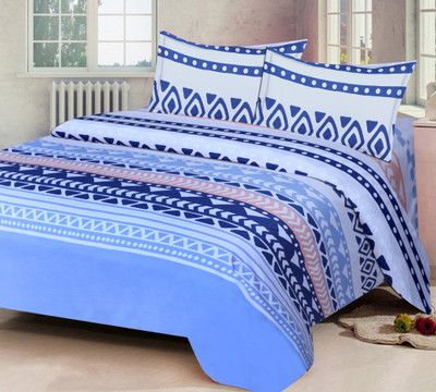 Home Candy 120 TC Microfiber Double Geometric Flat Bedsheet(Pack of 1, Multicolor)