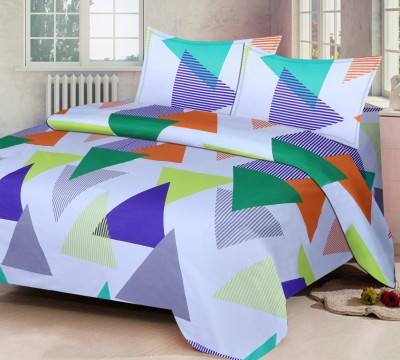 Home Candy 120 TC Microfiber Double Geometric Flat Bedsheet(Pack of 1, Multicolor)