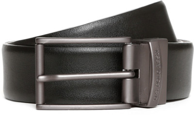 

U.S. Polo Assn Men Black, Maroon Genuine Leather Reversible Belt, Black and burgundy