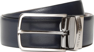 

U.S. Polo Assn Men Blue, Brown Genuine Leather Reversible Belt, Navy and brown