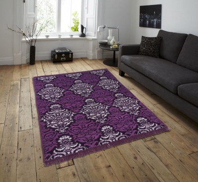 Zesture Purple Chenille Carpet(5 ft,  X 7 ft, Rectangle)