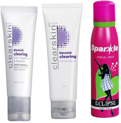 

Avon Anew Clear Skin Foaming Cleanser (100 ml) & CLEARSKIN BLEMISH MULTI - PURPOSE TREATMENT (30 ml) With one sparkle perfume spray 150 ml(Set of 3)