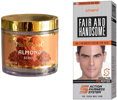 

Pink Root Almond Scrub 100gm, Emami Fair & Handsome 30g(Set of 2)