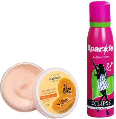 

Avon Anew papaya whitening smoothies face mask (75 g) With one sparkle perfume spray 150 ml(Set of 2)