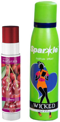 

Avon Anew aturals Lip Balm Cherry (4.5 g) With one sparkle perfume spray 150 ml(Set of 2)