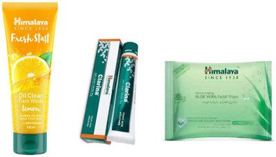 

Himalaya fresh start oil clear lemon face wash, clarina anti acne cream, moisturizing aloe vera facial wipes(Set of 3)