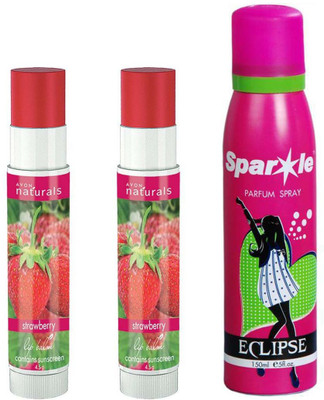 

Avon Anew two Herbal Strawberry Lip Balm Berry-Flavour (4.5 g) With one sparkle perfume spray 150 ml(Set of 3)