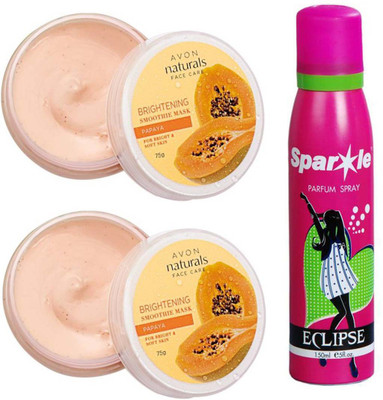 

Avon Anew two papaya whitening smoothies face mask (75 g) With one sparkle perfume spray 150 ml(Set of 3)