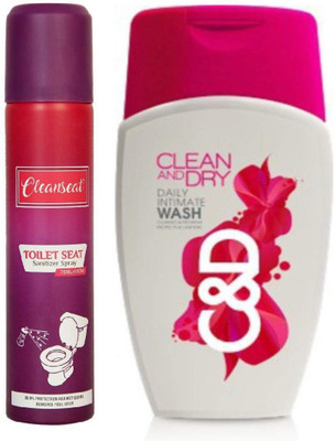 

Cleanseat Women Hygiene Combo Clean & Dry Intimate Wash with Clean Seat Toilet Seat Sanitizer(Set of 2)